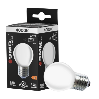 $ ŻARÓWKA E27 LED FILAME 4W NW ML G45 KULKA 0431